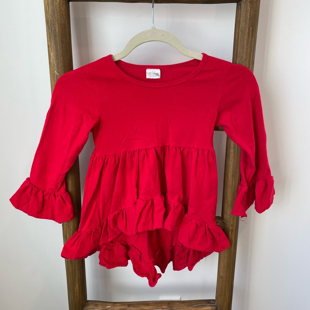 Red Ruffled Tunic Shirt Girls